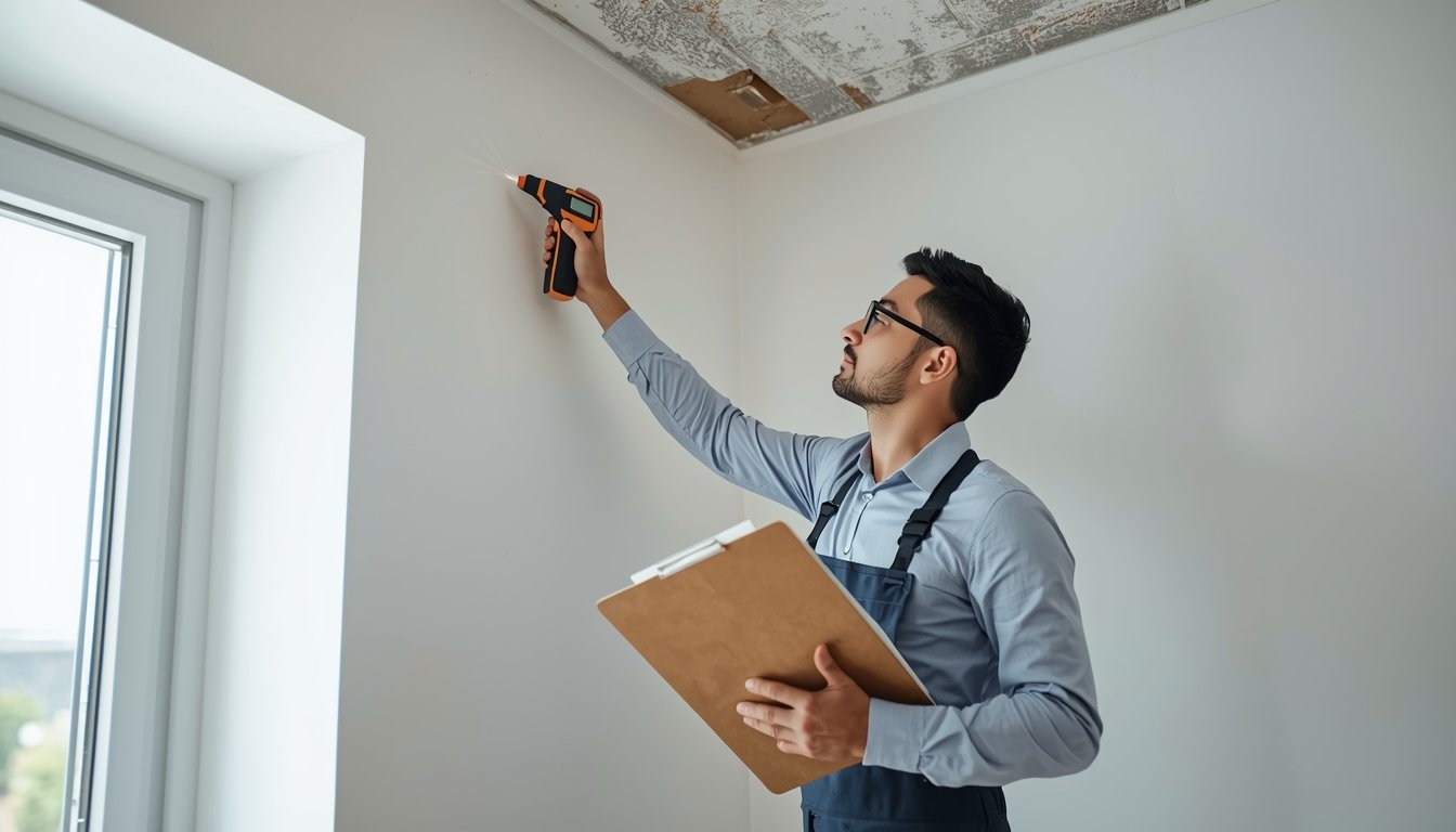 moisture meter being used during a professional building inspection